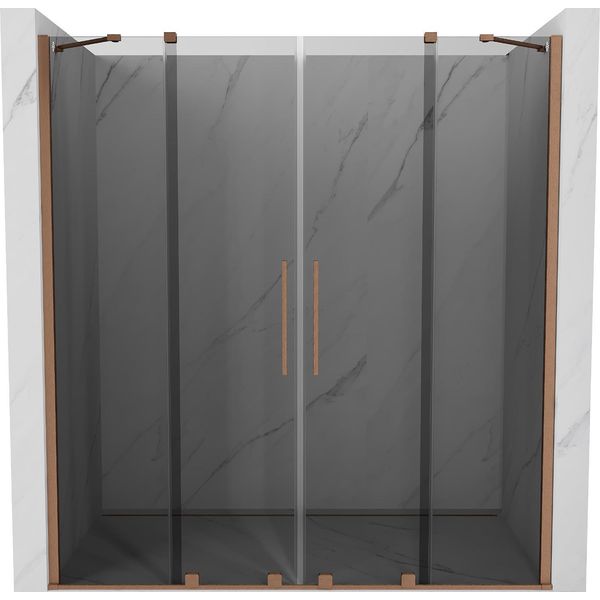 Mexen Velar Duo Porte Doccia Scorrevoli 200 Cm, Grafite, Rame Spazzolato - 871-200-000-42-65-image