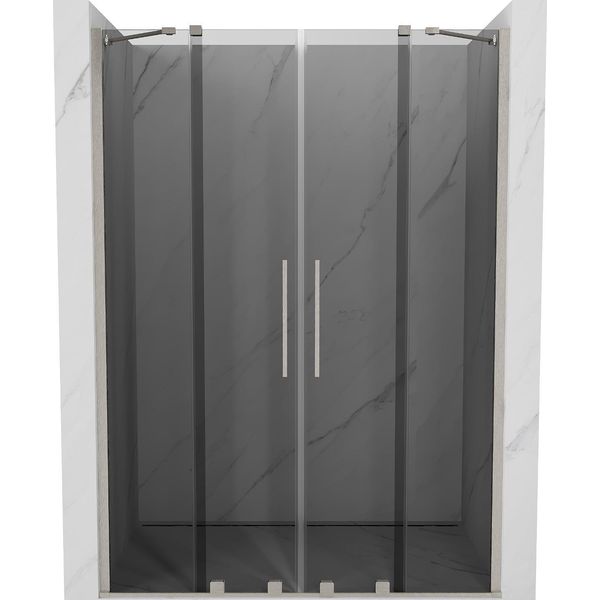 Mexen Velar Duo Porta Doccia Scorrevole 150 Cm, Grafite, Nichel Spazzolato - 871-150-000-42-97-image