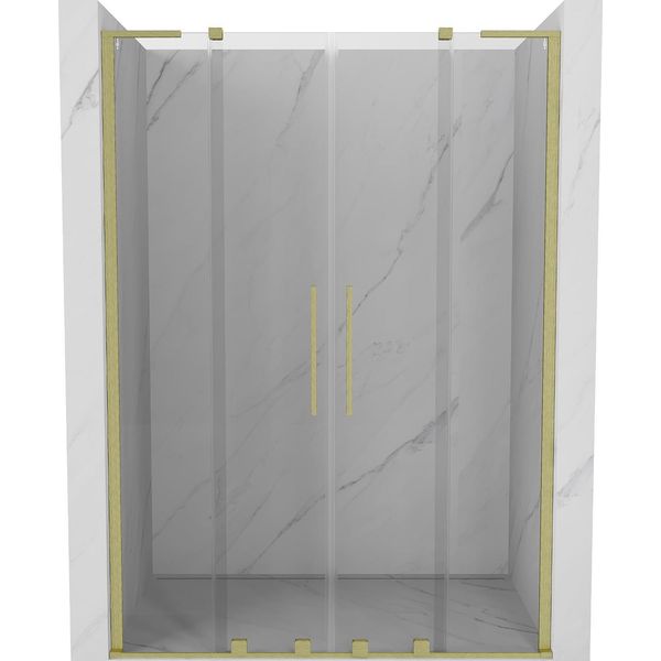 Mexen Velar L Duo Porte Doccia Scorrevoli 140 Cm, Trasparente, Oro Spazzolato - 871-140-003-02-55-image