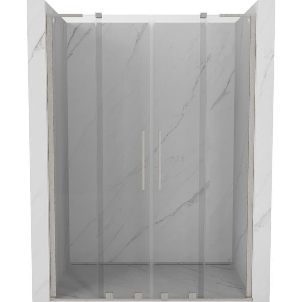 Mexen Velar L Duo Porta Doccia Scorrevole 140 Cm, Trasparente, Nichel Spazzolato - 871-140-003-02-97-image