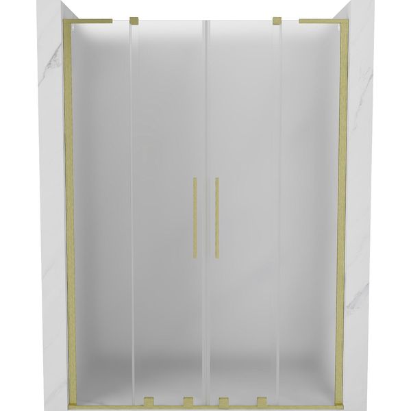 Mexen Velar L Duo Porte Doccia Scorrevoli 140 Cm, Ghiacciate, Oro Spazzolato - 871-140-003-32-55-image