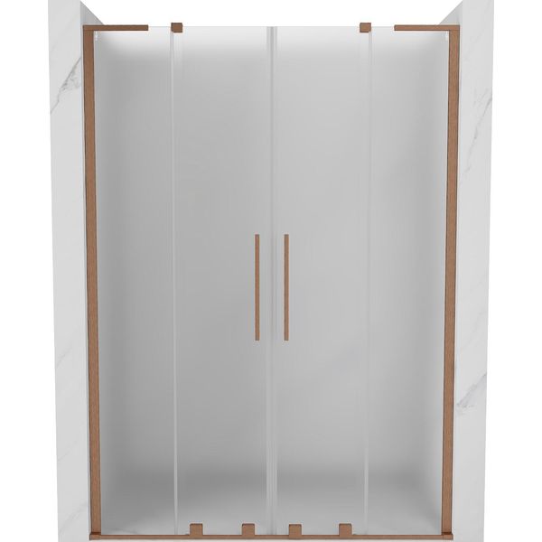 Mexen Velar L Duo Porta Doccia Scorrevole 140 Cm, Smerigliato, Rame Spazzolato - 871-140-003-32-65-image