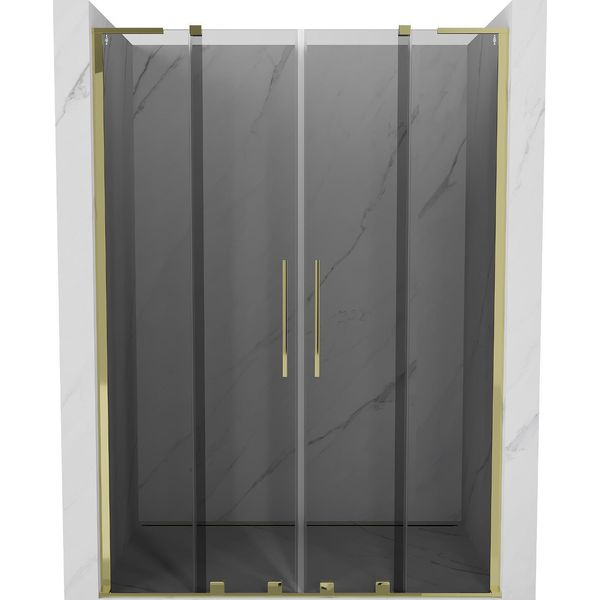 Mexen Velar L Duo Porte Doccia Scorrevoli 150 Cm, Grafite, Oro - 871-150-003-42-50-image
