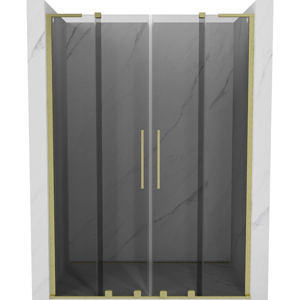 Mexen Velar L Duo Porte Doccia Scorrevoli 160 Cm, Grafite, Oro Spazzolato - 871-160-003-42-55-image