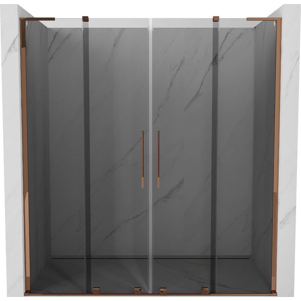 Mexen Velar L Duo Porte Doccia Scorrevoli 200 Cm, Grafite, Oro Rosa - 871-200-003-42-60-image
