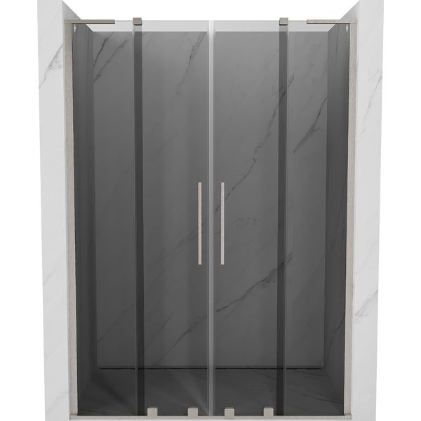 Mexen Velar L Duo Porta Doccia Scorrevole 140 Cm, Grafite, Nichel Spazzolato - 871-140-003-42-97-image