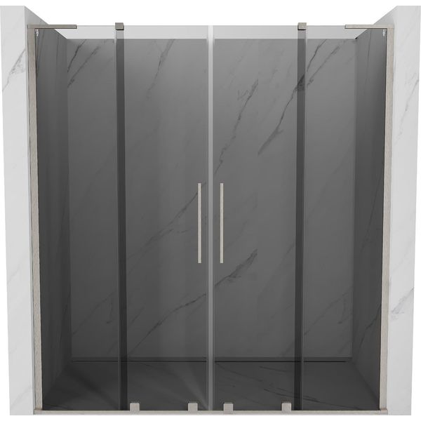 Mexen Velar L Duo Porte Doccia Scorrevoli 200 Cm, Grafite, Nichel Spazzolato - 871-200-003-42-97-image