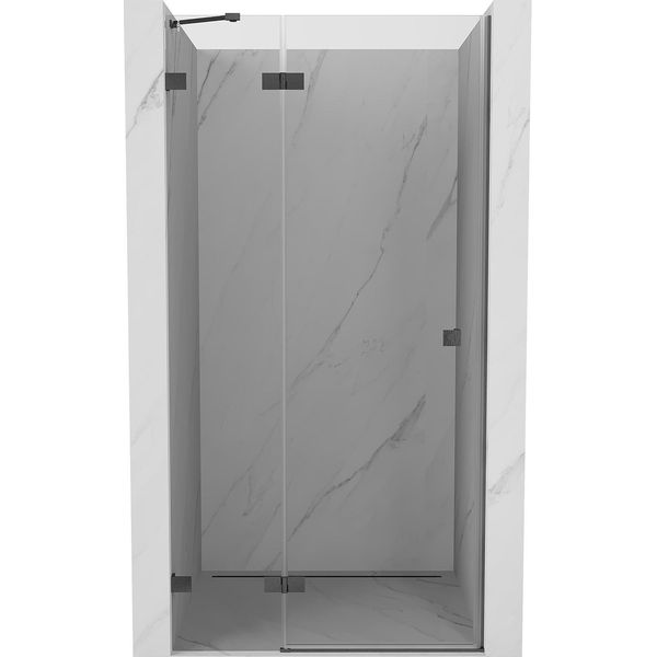 Mexen Lunar Porta Doccia A Battente Sinistra 105 Cm, Trasparente, Grigio Canna Di Fucile Spazzolato - 834-105-000-66-00-L-image