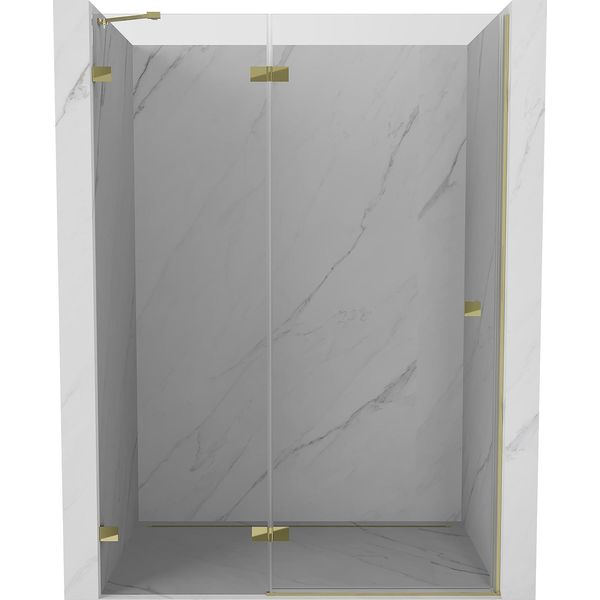 Mexen Lunar Porta Doccia A Battente Sinistra 130 Cm, Trasparente, Oro - 834-130-000-50-00-L-image
