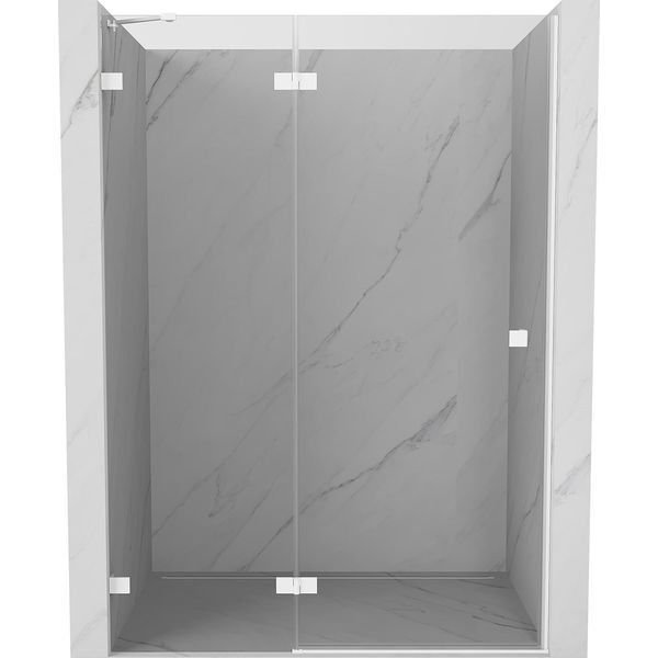 Mexen Lunar Porta Doccia Battente Sinistra 130 Cm, Trasparente, Bianco - 834-130-000-20-00-L-image