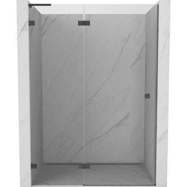 Mexen Lunar L Porta Doccia A Battente Sinistra 140 Cm, Trasparente, Grigio Canna Di Fucile Spazzolato - 834L-140-000-66-00-L-image