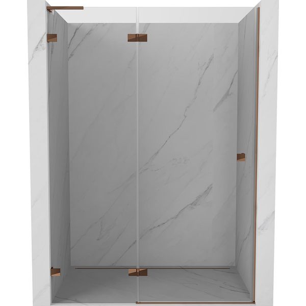 Mexen Lunar L Porta Doccia A Battente Sinistra 135 Cm, Trasparente, Oro Rosa - 834L-135-000-60-00-L-image