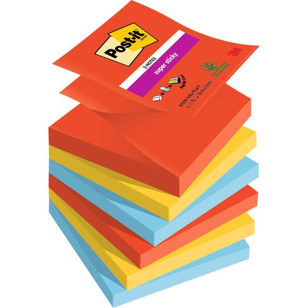Post-It® Super Sticky Z-Notes Playful Collection Note Adesive 76X76 Mm 6 Blocchetti-image