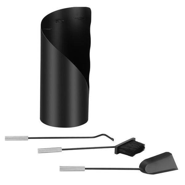 Set Caminetto Set Stufa Set Caminetto Nero 4 Pezzi-image