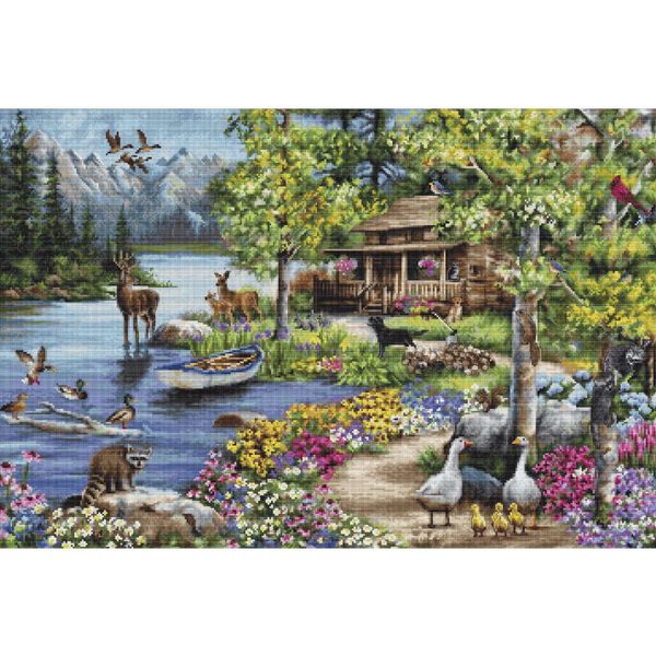 Luca-S Set Per Punto Croce "Collezione Oro Capanna Sul Lago"", Schema Contato, 51X34Cm"-image