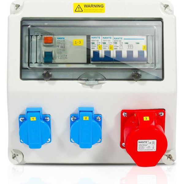 Quadro Di Distribuzione Elettrica Jiubiaz Quadro Di Distribuzione A Parete Con Interruttore Automatico E FI.5 Poli Quadro Di Distribuzione Elettrica Da Cantiere Con 2X Prese Schuko E Prese Cee 16A Per Uso Interno Ed Esterno-image