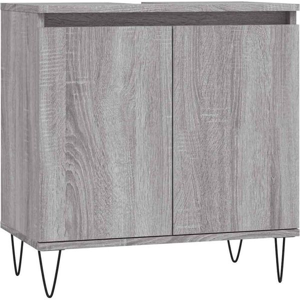 Vidaxl Mobile Da Bagno Grigio Sonoma 58X33X60 Cm Materiale A Base Di Legno-image