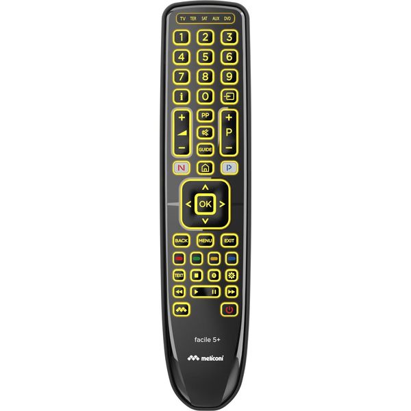 Meliconi Gumbody Facile 5+ Telecomando Universale Retroilluminato Nero Compatibile-image