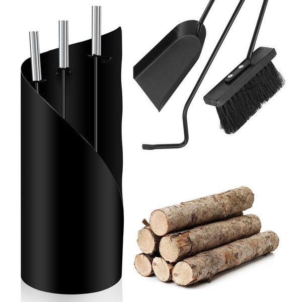 Jopassy Set Per Caminetto Da 4 Pezzi In Acciaio Inox Set Per La Pulizia Del Caminetto Con Attizzatoio, Paletta Per Cenere, Scopa Per Caminetto E Supporto 50 Cm-image