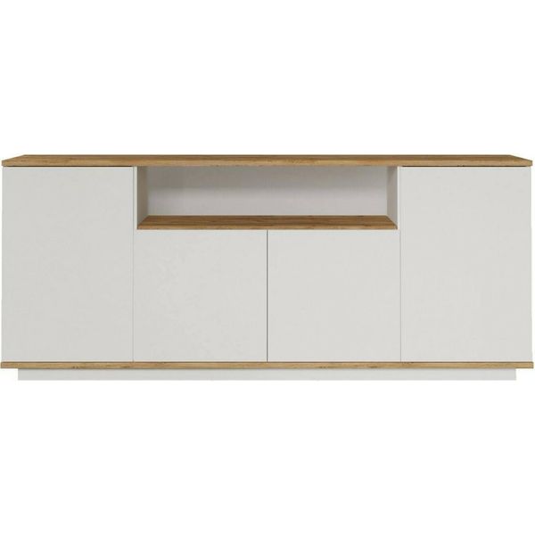 Dmora Credenza Aziz 44.5X180X75H Cm Bianco, Apertura Battente 6 Vani-image