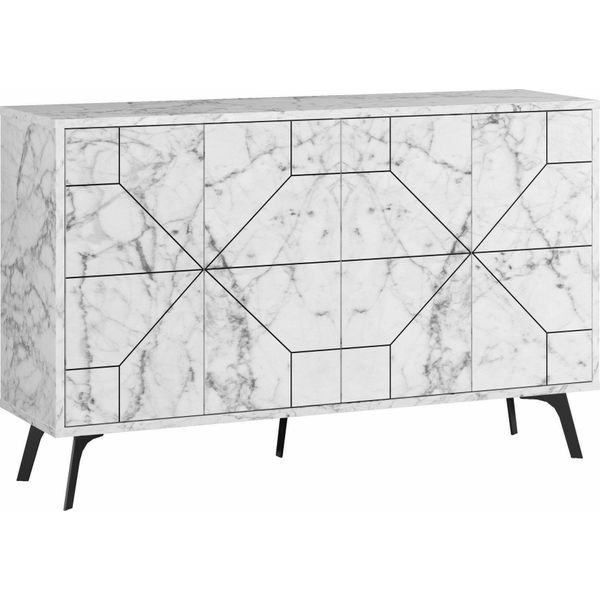 Dmora Credenza Brunale 35X123X62.4H Cm Bianco, Apertura Battente 4 Ante-image