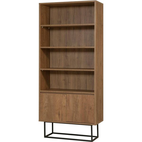 Dmora Libreria Morgana 36X80X182H Cm Marrone, 2 Ante 5 Ripiani-image