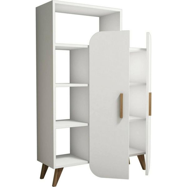 Dmora Credenza Tormalina 32X90X132H Cm Bianco, Apertura Battente 7 Vani-image