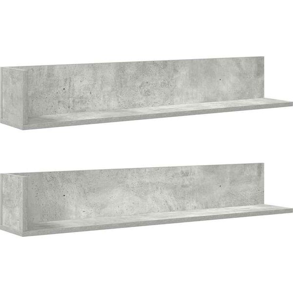 Syfax™ Mensole A Muro 2Pz Grigio Cemento 100X16,5X16,5Cm In Truciolato-image