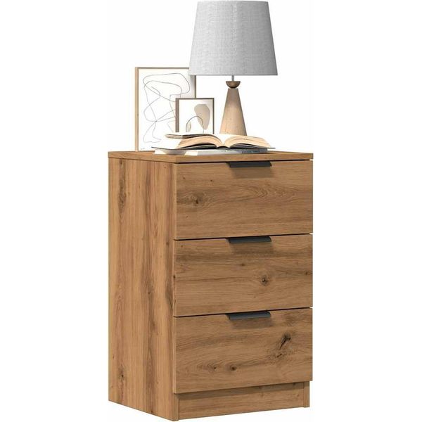 Vidaxl Comodini 2 Pz. Rovere Artigianale 40X36X65 Cm Materiale A Base Di Legno-image