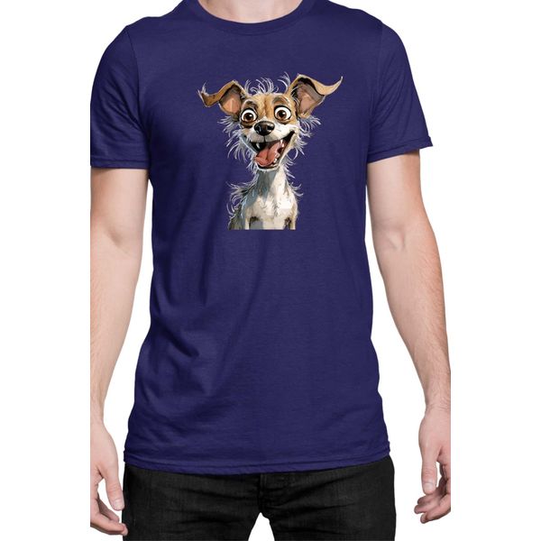 Maglietta Da Uomo Funny Dogs Breeds Chihuahua Dog Breed, Man M , Bleu Foncé-image