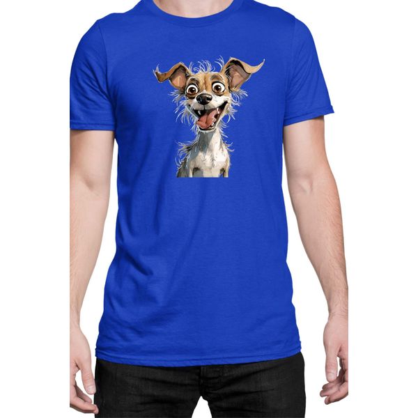 Maglietta Da Uomo Funny Dogs Breeds Chihuahua Dog Breed, Man 3XL , Bleu-image