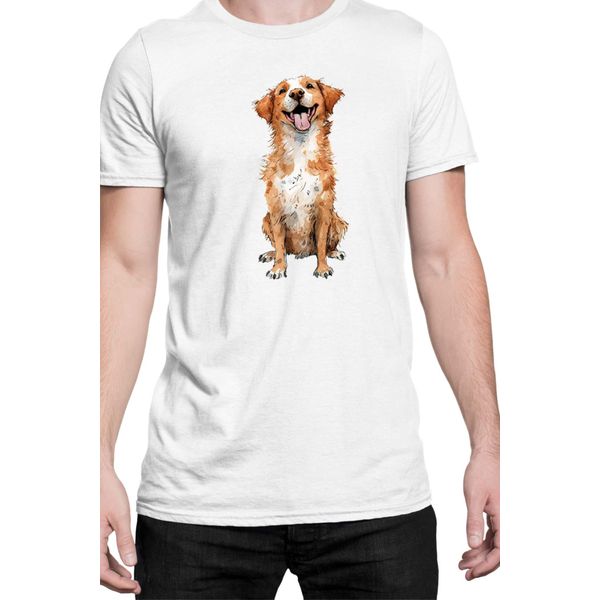 Maglietta Da Uomo Funny Dogs Breeds Novia Scotia Duck Tolling Retriever Dog Breed, Man 2XL , Blanc-image