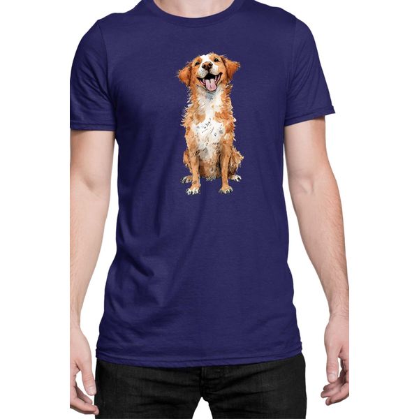 Maglietta Da Uomo Funny Dogs Breeds Novia Scotia Duck Tolling Retriever Dog Breed, Man 3XL , Bleu Foncé-image