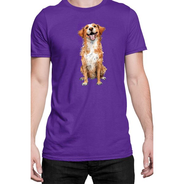 Maglietta Da Uomo Funny Dogs Breeds Novia Scotia Duck Tolling Retriever Dog Breed, Man 2XL , Lilas-image