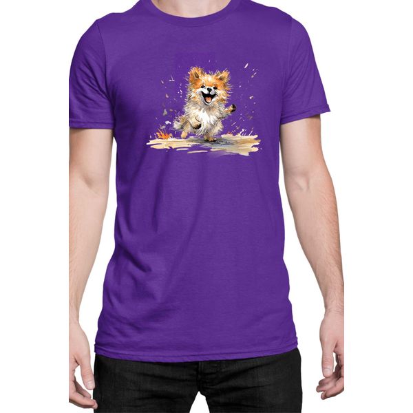 Maglietta Da Uomo Funny Dogs Breeds Pomeranian Dog Breed, Man Xl , Lilas-image