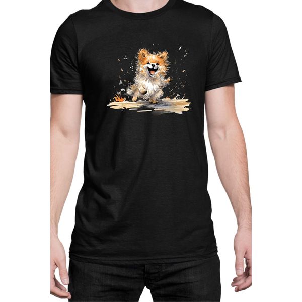 Maglietta Da Uomo Funny Dogs Breeds Pomeranian Dog Breed, Man 4XL , Noir-image