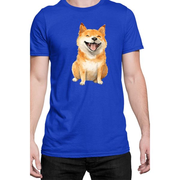 Maglietta Da Uomo Funny Dogs Breeds Shiba Inu Dog Breed, Man L , Bleu-image