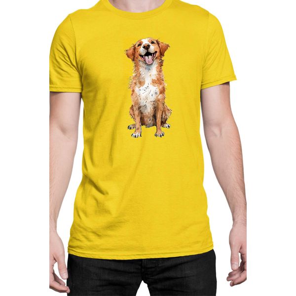 Maglietta Da Uomo Funny Dogs Breeds Novia Scotia Duck Tolling Retriever Dog Breed, Man L , Jaune-image