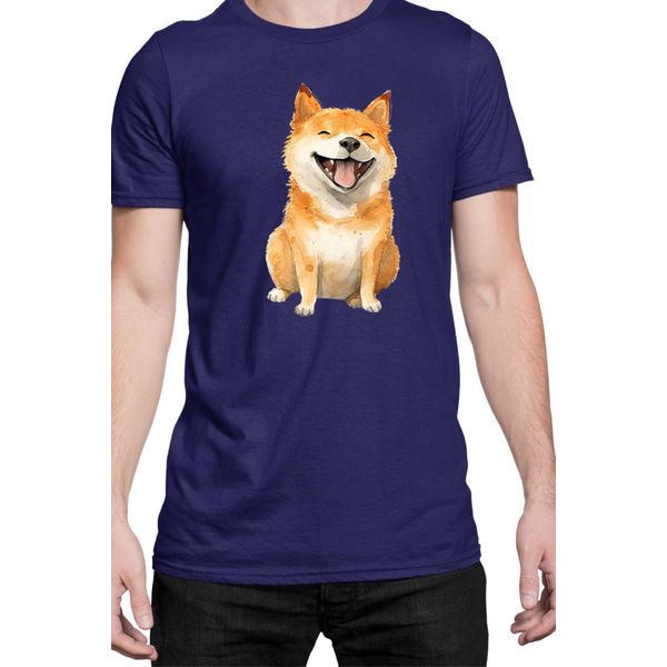 Maglietta Da Uomo Funny Dogs Breeds Shiba Inu Dog Breed, Man S , Bleu Foncé-image
