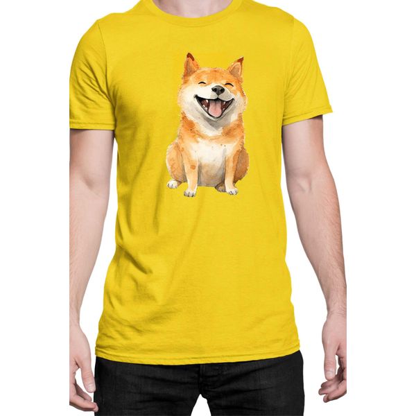 Maglietta Da Uomo Funny Dogs Breeds Shiba Inu Dog Breed, Man Xl , Jaune-image