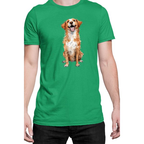 Maglietta Da Uomo Funny Dogs Breeds Novia Scotia Duck Tolling Retriever Dog Breed, Man 2XL , Vert-image