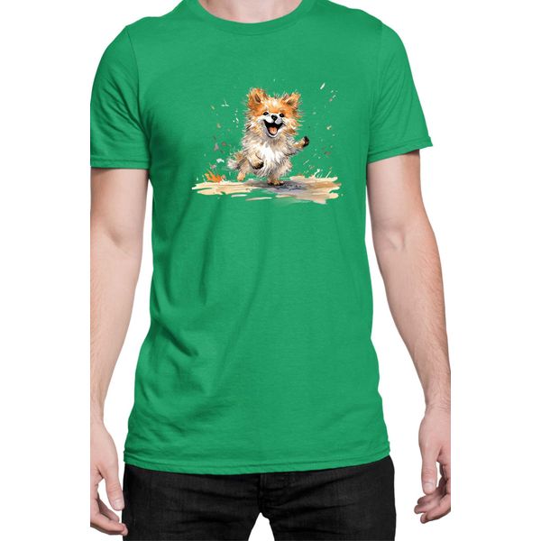 Maglietta Da Uomo Funny Dogs Breeds Pomeranian Dog Breed, Man 2XL , Vert-image