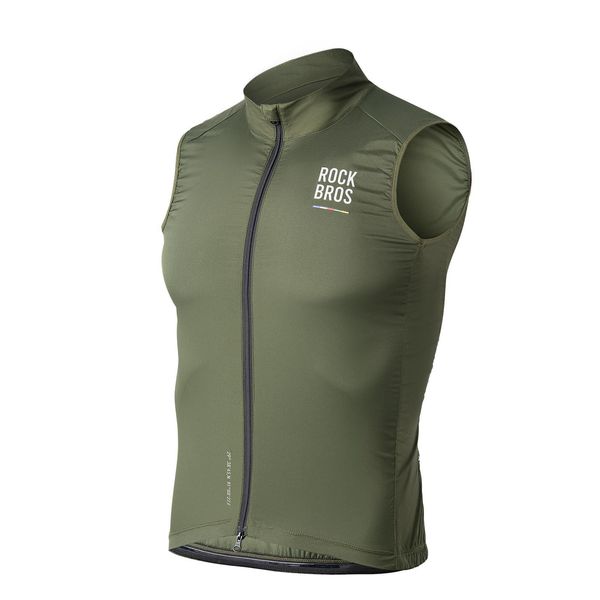 Rockbros Road To Sky Gilet Ciclismo Uomo Antivento Leggero Gilet Ciclismo Protezione Solare Corsa Gilet Senza Maniche Umidità Verde Militare Xl-image