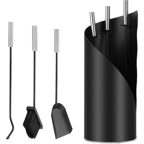 Bettizia Set Di Accessori Per Caminetto In Acciaio Inox Da 4 Pezzi Con Rivestimento Set Di Pulizia Per Caminetto Nero-image