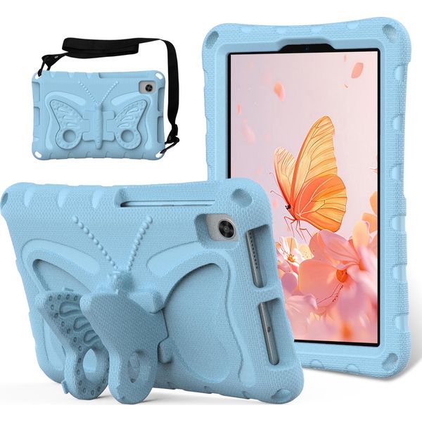 Custodia Per Bambini Per Lenovo Tab M8 4Th Gen/3Rd Gen/Tab M8 Hd/Tab M8 Fhd, Custodia Leggera In Eva Antiurto Con Tracolla E Supporto Per Fiocco Azzurro-image