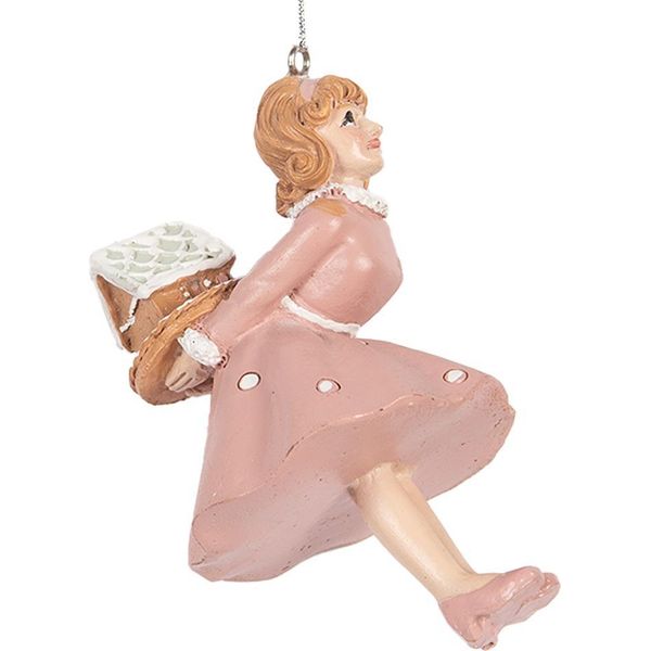 Targhetta Natalizia Clayre & Eef Bambina 10 Cm Plastica Rosa-image
