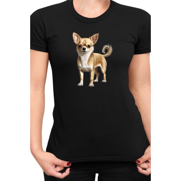 Maglietta Da Donna Dogs Breeds Chihuahua Dog Breed 005, Lady S , Noir-image