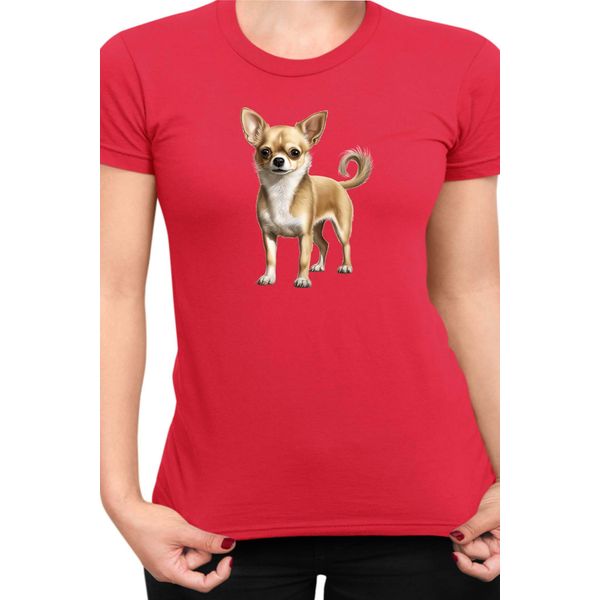 Maglietta Da Donna Dogs Breeds Chihuahua Dog Breed 005, Lady L , Rouge-image