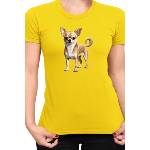 Maglietta Da Donna Dogs Breeds Chihuahua Dog Breed 005, Lady 2XL , Jaune-image