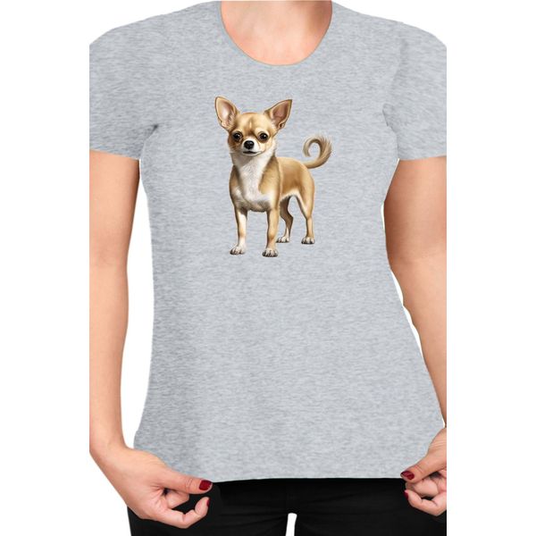 Maglietta Da Donna Dogs Breeds Chihuahua Dog Breed 005, Lady Xs , Gris-image
